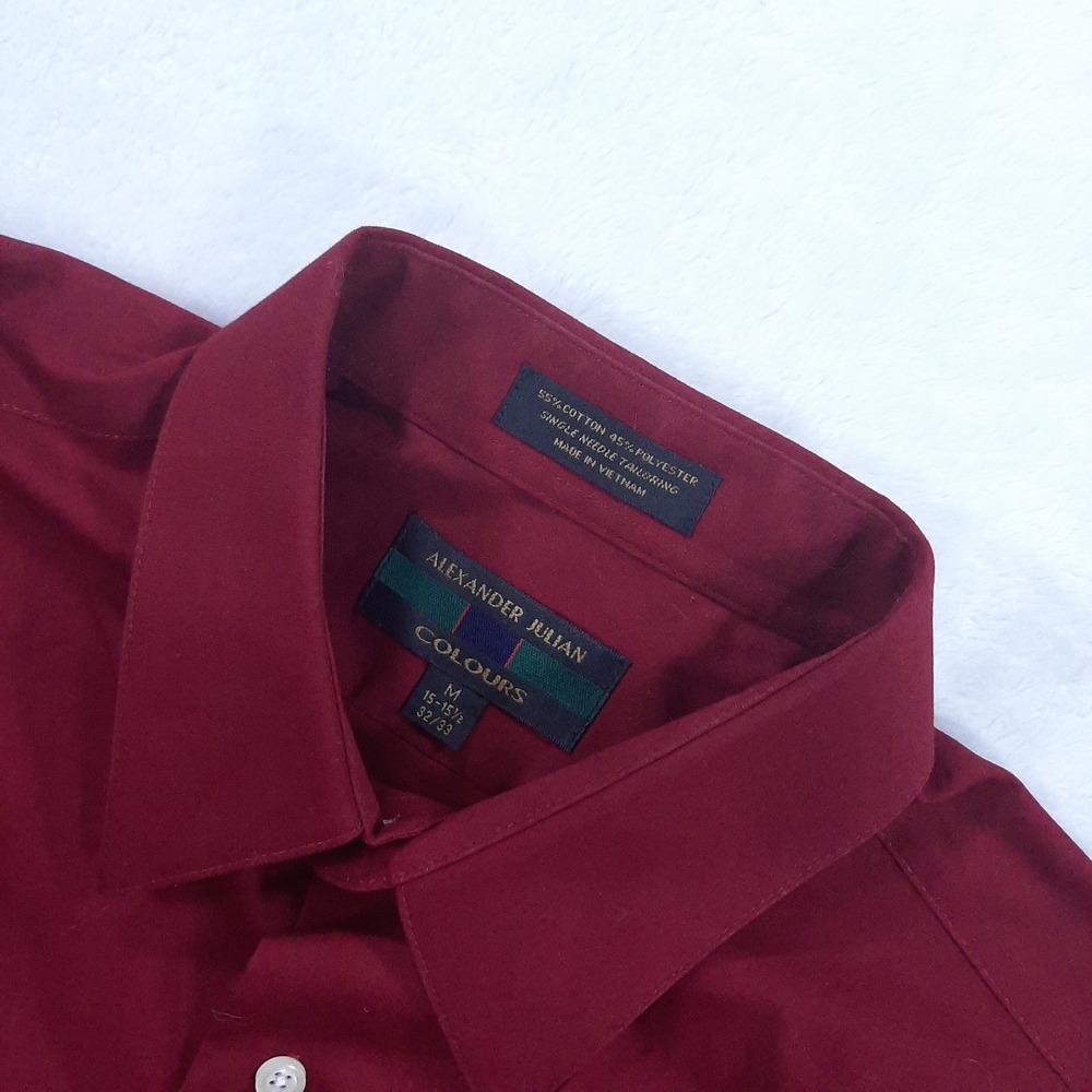Alexander Julian Colours Mens Burgundy Button Down Dress Shirt M 15-15.5‎ 32/33